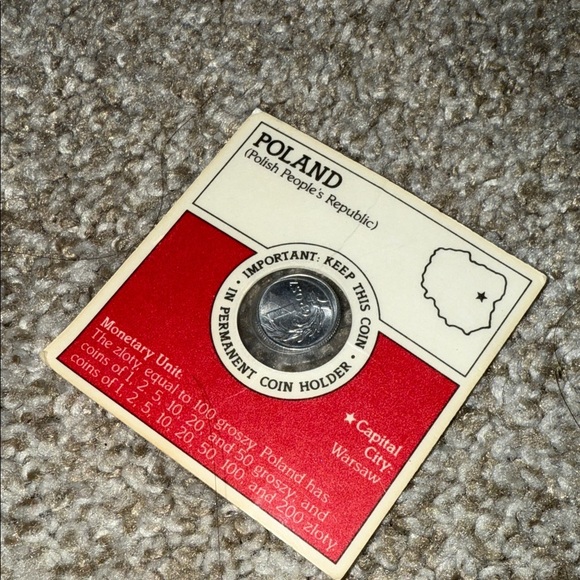 Kelloggs Other - Poland 🇵🇱 Kelloggs “Golden Crisp” 1949 Coin Holder with Coin Sealed Grosz